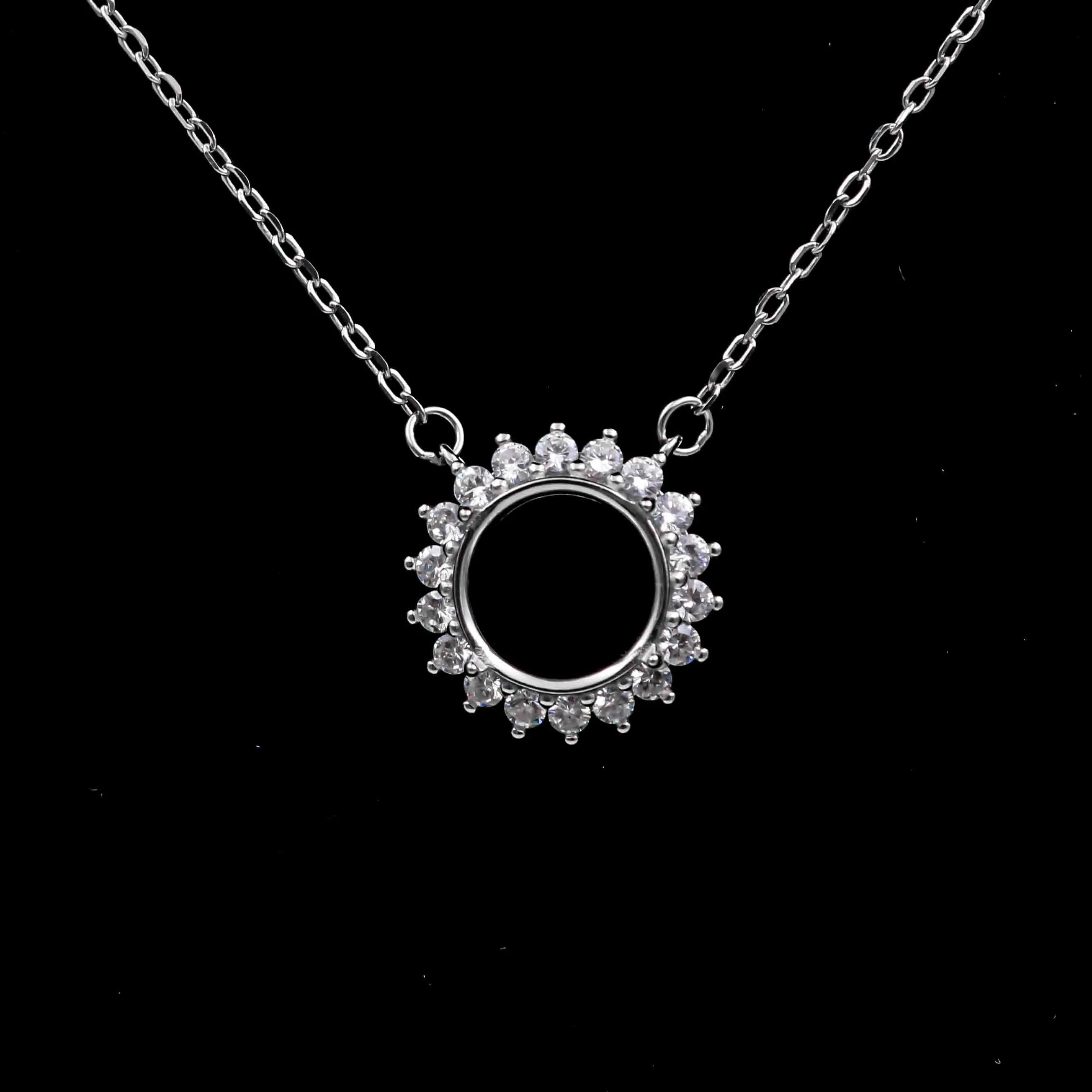Sterling Silver 6.5mm/8mm/10mm Semi Mount Necklace Empty Frame Blank Support Setting Base Without Center Stone for Inlay DIY