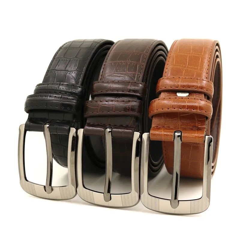 New Men's Pin Buckle Belts PU Belt Alloy Buckle YiWu LQbelt Factory Wholesale OEM Custom Design