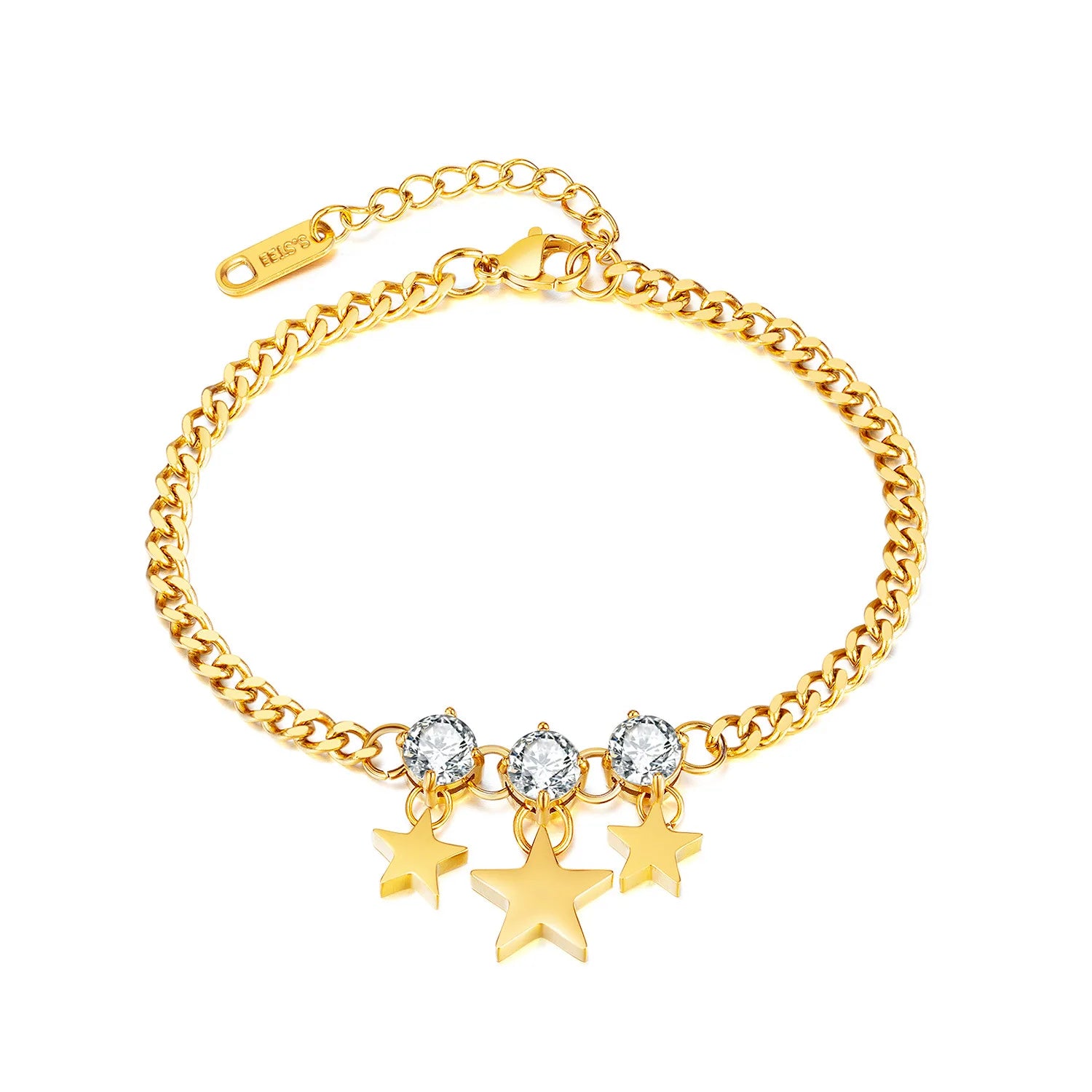 Stainless Steel 18K Gold Jewelry Exquisite and Luxury with a Niche Design Sense Bracelets with a Pentagram Zircon Stone Bracelet