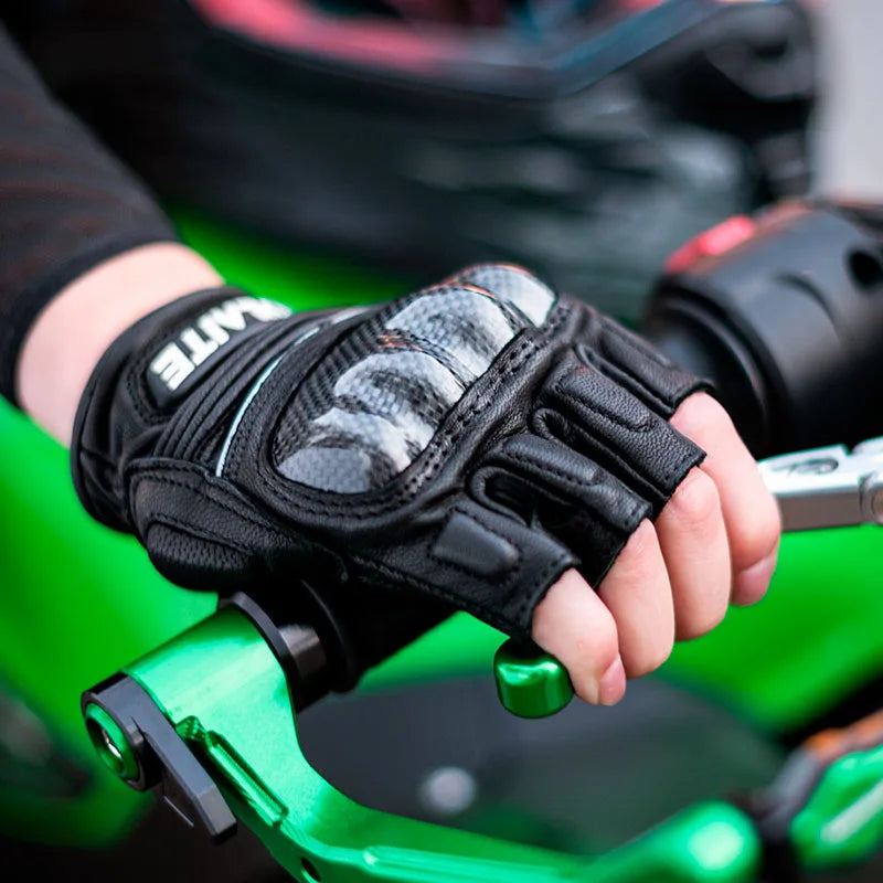 SULAITE Motor Fingerless Gloves Guantes De Cuero Half Finger Leather Glove Waterproof Cycling Racing Gloves