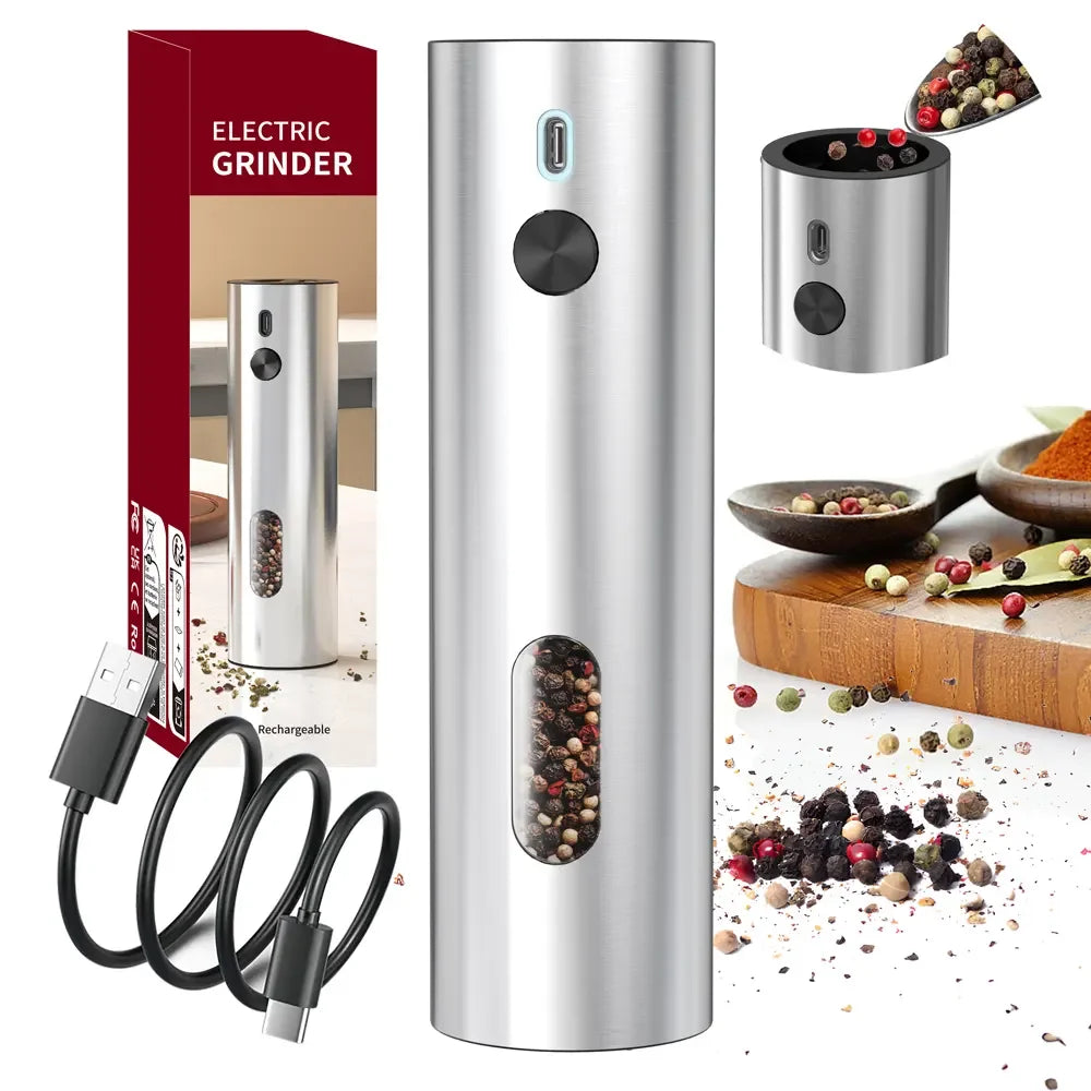 MUYI RTS Premium Stainless Steel USB Rechargeable Eco-Friendly Electric Pepper Grinder Set