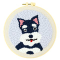 Schnauzer Embroidery Kit Gift Pre-Printed Stamped Cotton Fabric DIY Starters Cross Stitch Threader Full Punch Needle Set
