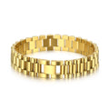 KALEN 22cm Mens Gold Plated Classic Stainless Steel Watchband Link Bracelets