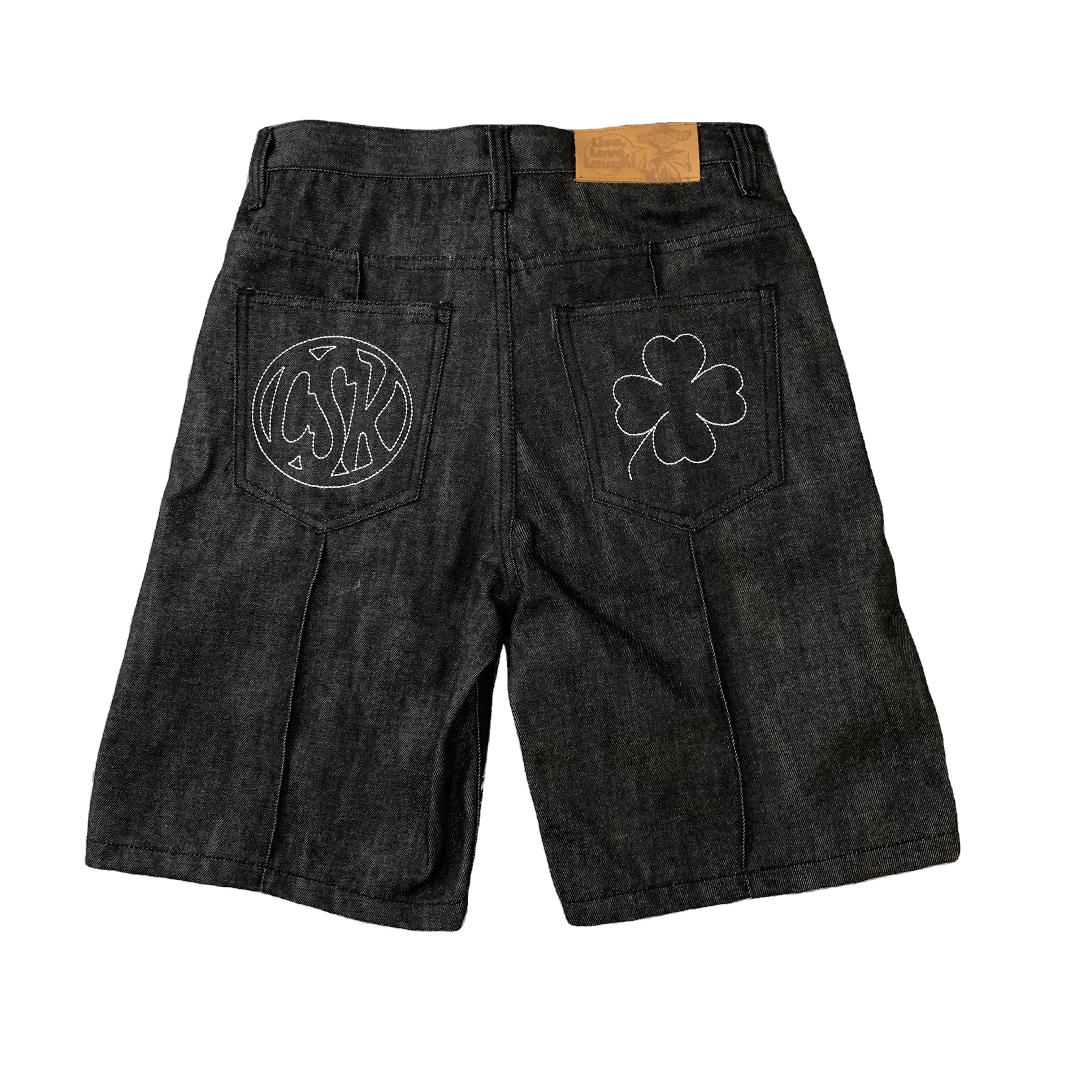DENIMGUYS Summer Mens Streetwear Baggy Casual Jean Shorts Pants Men Custom Logo Embroidery Denim Shorts Men's Jorts