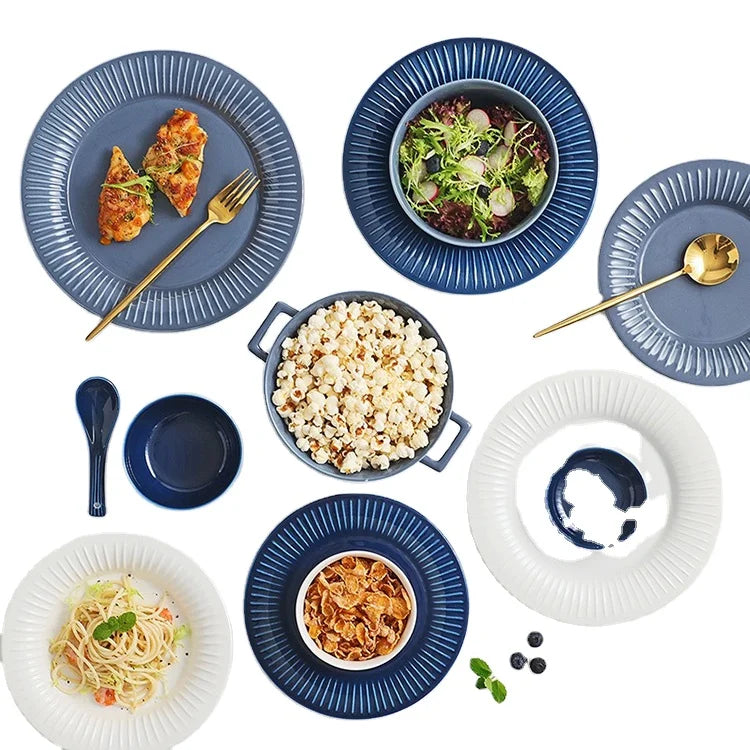 Netflix Home Scandinavian Matte Soup Plate Rice Bowl Spoon Pot Dining Ceramic Tableware Set