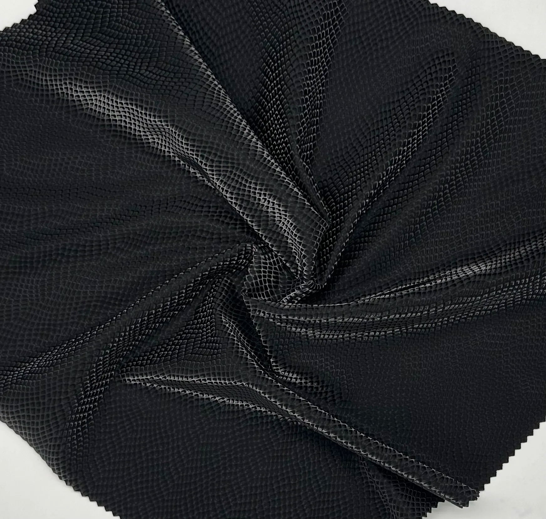 PFAS FREE Suede Backing Soft Pu 4 Way Stretch Leather for Garment Jackets Regular Black Scale Pattern Faux Leather for Women