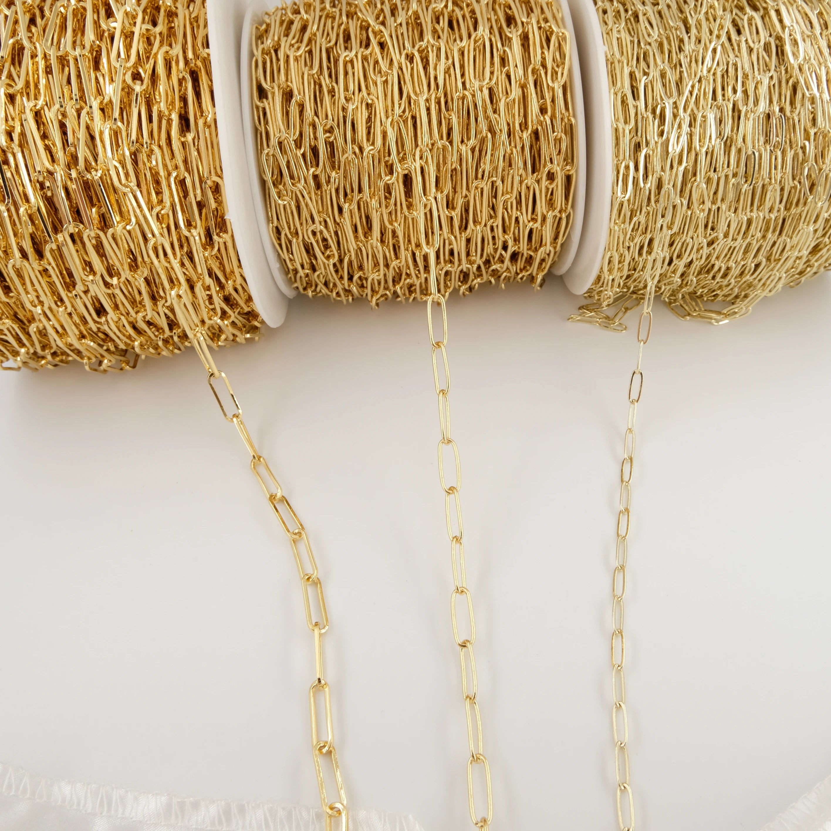14K Gold Plated Square Brass Chains for Jewelry Making Necklace Accessories Key Link Color Retention