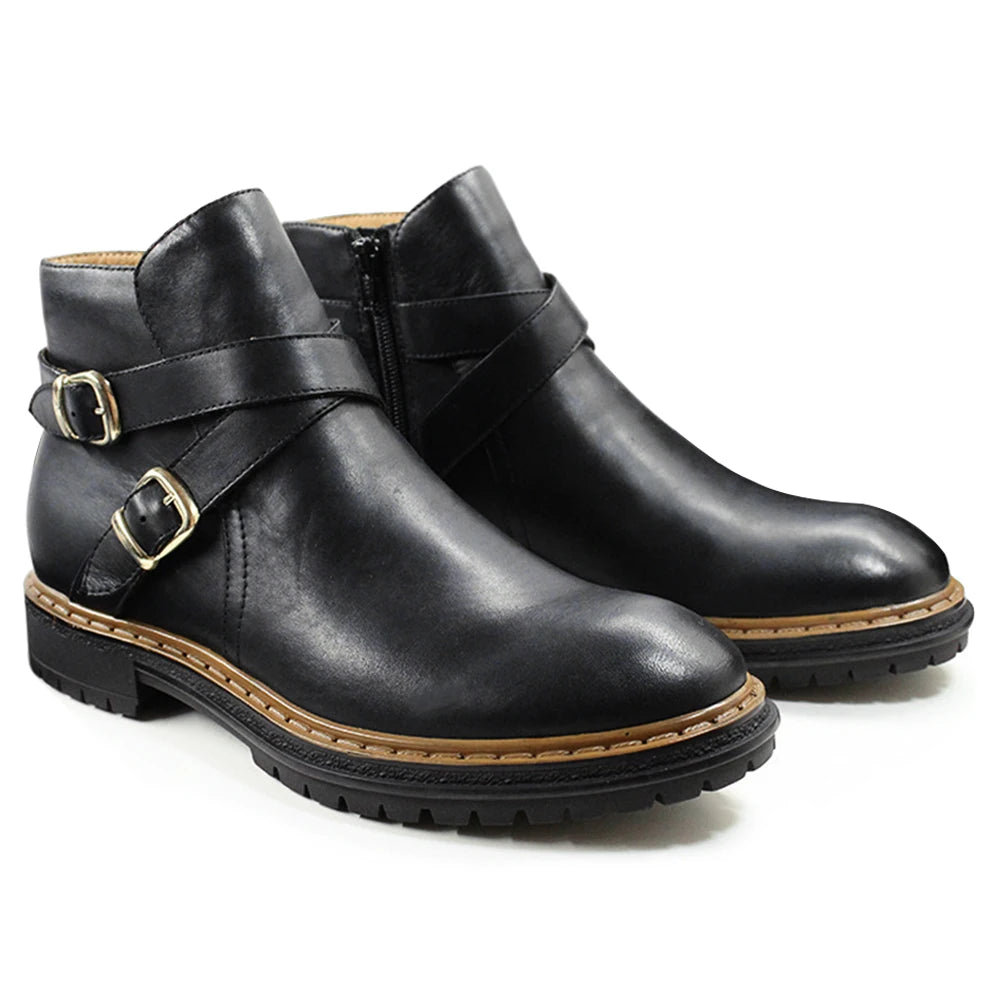New Arrival Men's Casual Chelsea Boots Toe Black Genuine Leather Zipper Comfortable Durable for Winter Summer Outdoor Waterproof