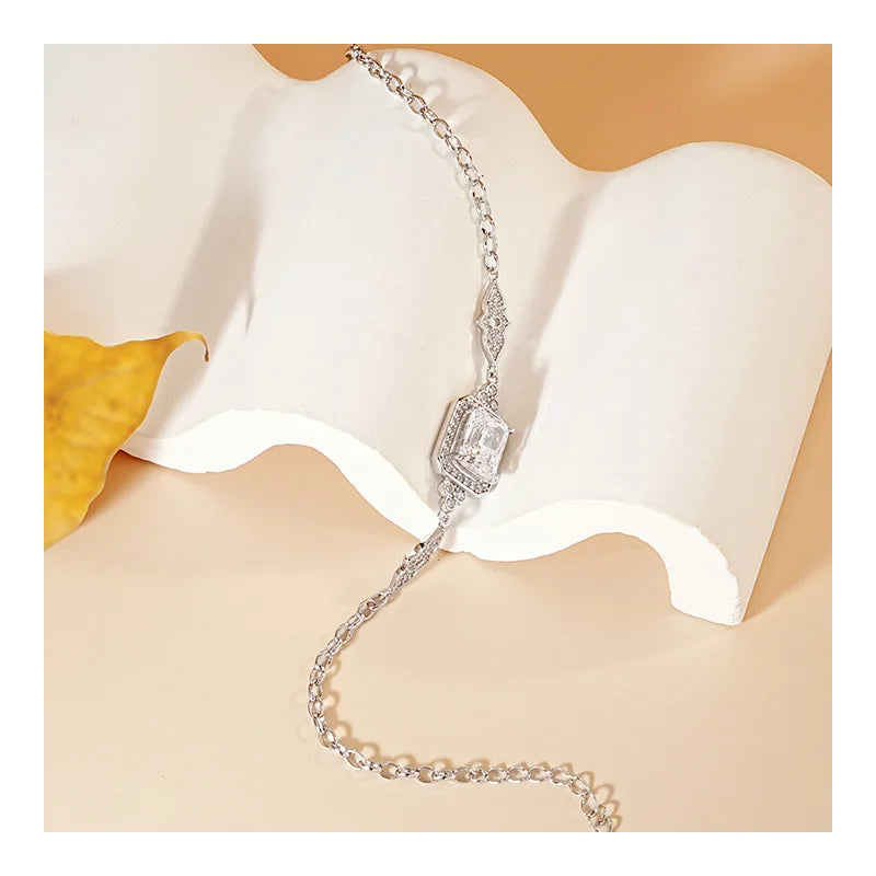 Free Video and Picture S925 Sterling Silver Bracelet 8A Superflash Zircon Adjustable Bracelet