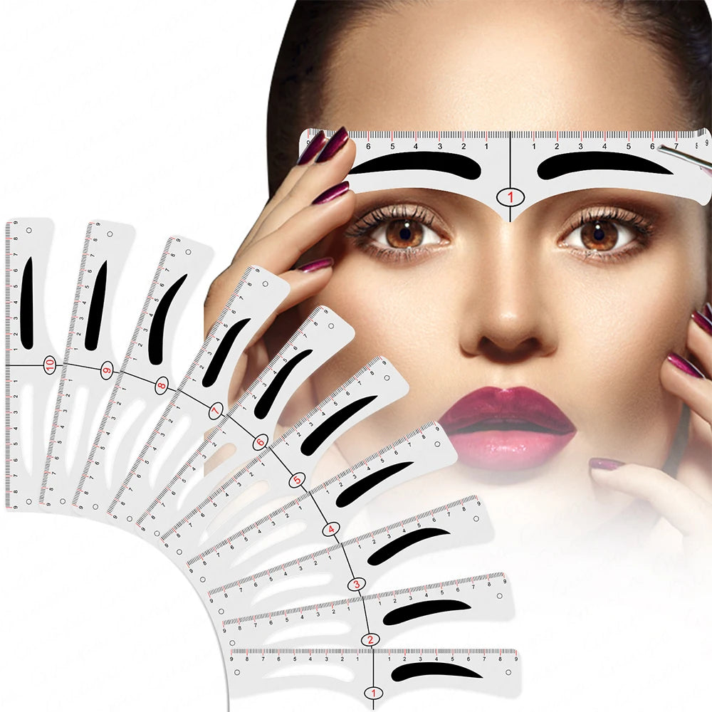 Reusable Microblading Eyebrow Shaping Tools Plastic Eyebrow Mapping Ruler DIY Eyebrow Guide Shaping Stencil Kits with Brow Shape
