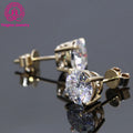 Freeshipping Pure Gold Earrings for Women 2ct 8.0mm White D Color Moissanite Earrings in Stock 18k Gold Earrings
