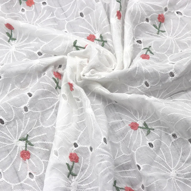 90*135cm 100% Hollow Flower Wedding Embroidered Cotton Fabric Lace Fabric for Dress Shawl Diy Sewing Supplies Crafts