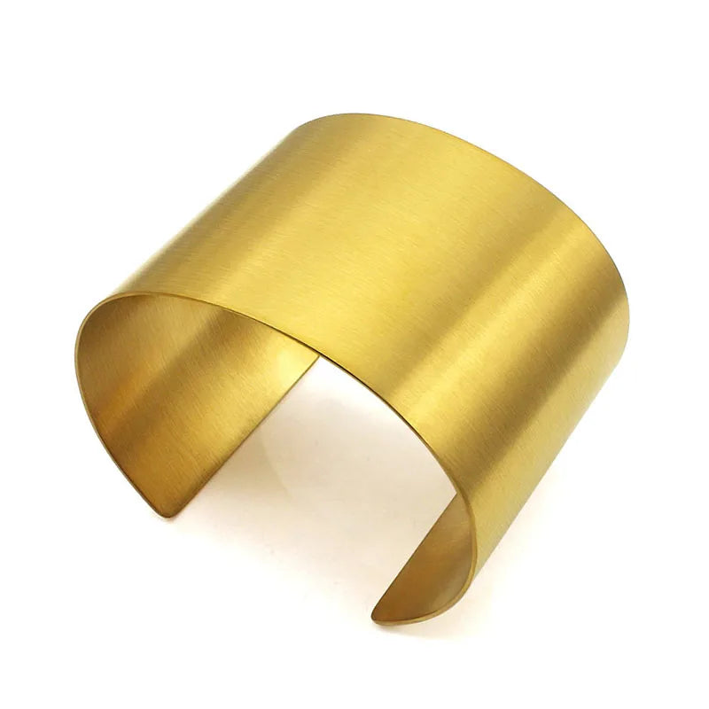 Fashion Cuff Stainless Steel 50mm Width Pulseras Newest Punk Bracelets Gold Color Charm Bangles Jewelry