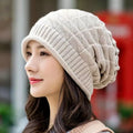 Women Snow Ski Warm Bonnet Hoods Fashion Outdoor Cap Winter Hat Baggy Design Slouchy Winter Knitted Beanies