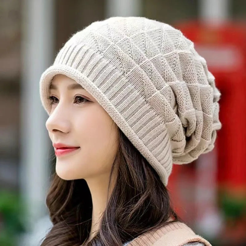 Women Snow Ski Warm Bonnet Hoods Fashion Outdoor Cap Winter Hat Baggy Design Slouchy Winter Knitted Beanies
