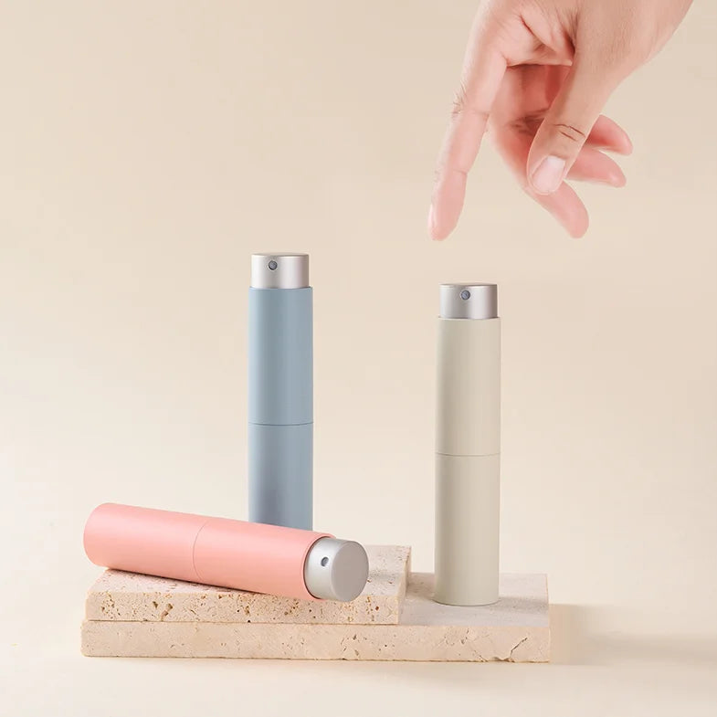 New Arrival Matte Green pink Cream Color 8ml 10ml Portable Twist up ABS Empty Fine Mist Luxury Glass Spray Perfume Bottle