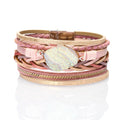 Leather Wrap Bracelet Boho Cuff Bracelets Crystal Bead Bracelet with Magnetic Clasp Jewelry Gifts for Women Teen Girls