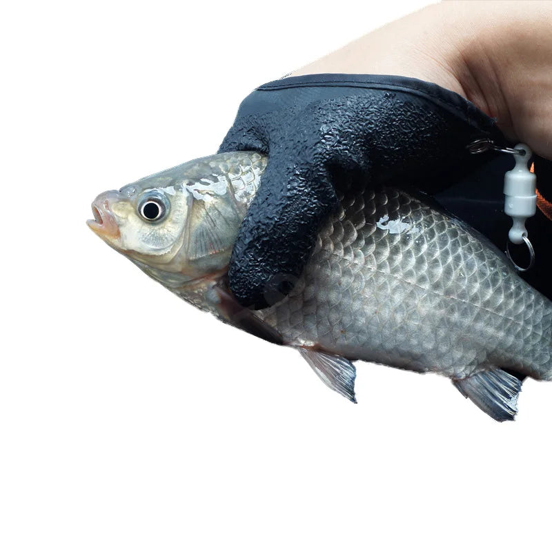 Summer Anti-Slip Latex Fishing Gloves Cut-Resistant Puncture-Proof Fish Grabbing Glove Magnetic Hook Polyester Hand Protector