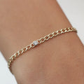 18k Gold Filled 925 Sterling Silver Cz Diamond 3mm Curb Link Chain Bracelet for Women