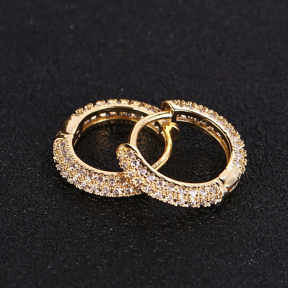 Hip Hop Personality Style Circle Bubble Earrings Zircon Earrings Men's Light Luxury High-end Earrings