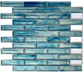 Factory Price Modern Stripe Design Glossy Interior Wall Bathroom Aqua Blue Glass Mosaic Tiles Parquet