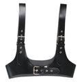 Black Faux Leather Waistband Women Corset Suspender Vest for Woman Dress