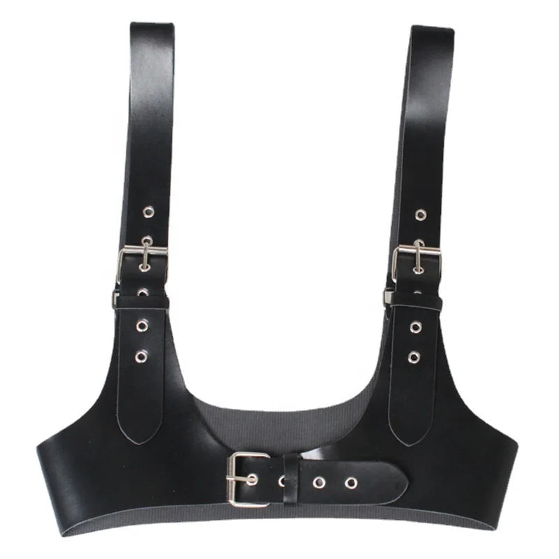 Black Faux Leather Waistband Women Corset Suspender Vest for Woman Dress