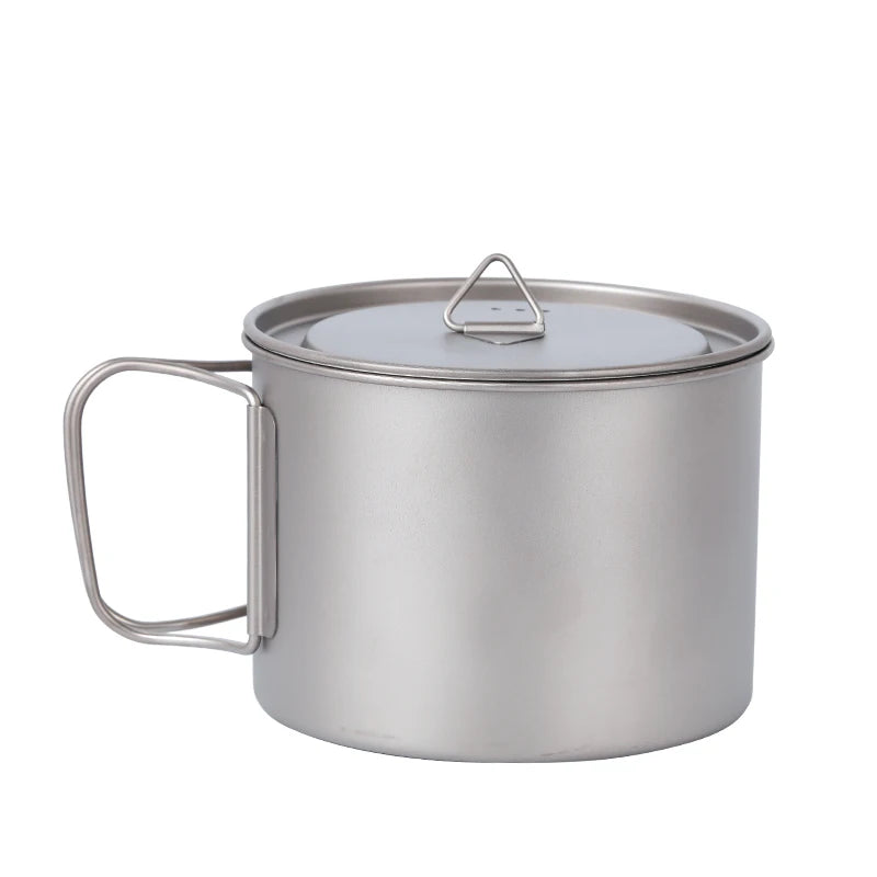 Camping Titanium Pots and Pans 900ml Outdoor Camping Picnic Water Mug Cup Tableware Kitchen Cookware Set