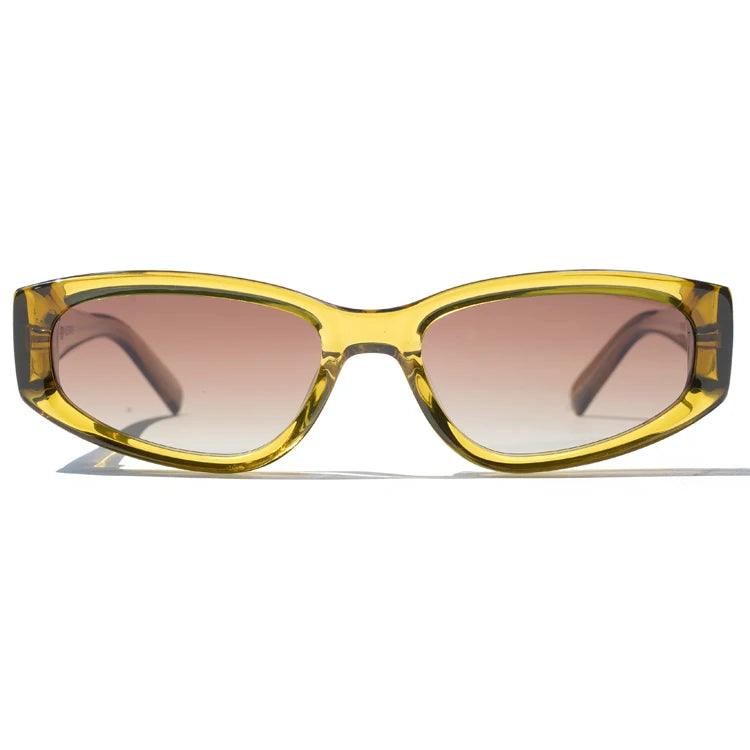 Finion Women Small Triangle Rivet Cat Eye Sunglasses Yellow Cat Eye Sunglasses