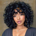 Short Afro Kinky Curly Wig With Bangs for Black Women Cosplay Fluffy Glueless Mixed Brown Blonde Wigs Natural Synthetic Hair