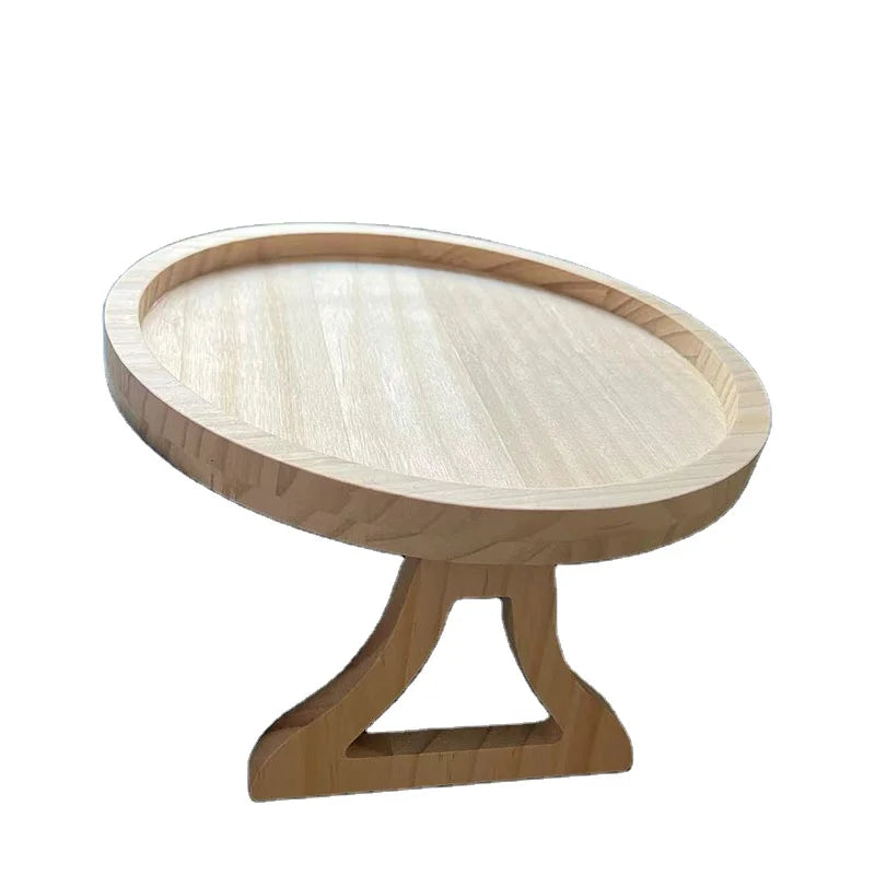 Bamboo Couch Arm Tray Clip on Table Round Pine Wood Sofa Armrest Tray for Food Snack Coffee Remote