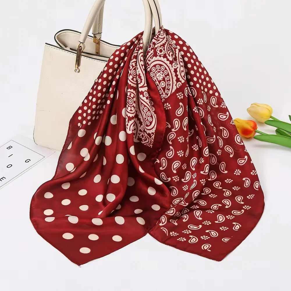 Zifeng OEM  New Square Silk Hijab Summer  Women Scarves South Korea Muslim Stain Kerchief Female Headscarf Printed CE