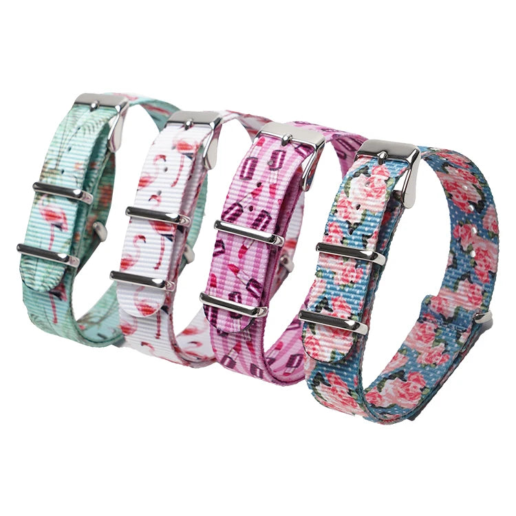 Hot Sale 2025 for Lionorm Custom Fitness Band Cartoons Flowers 18mm-24mm Sublimation Nylon Watch Strap 20mm-22mm Charm Type