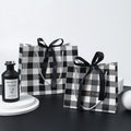 Luxury Black and White Checked Gift Paper Bags Wholesale Garments Paper Bags With Ribbon