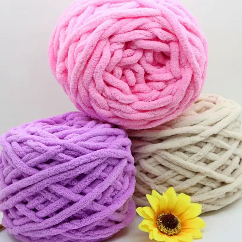 100g Supplier Chunky Crochet 1 Ply Fluffy Arm Knitting Woven Blanket Core Strip Line Ice Yarn
