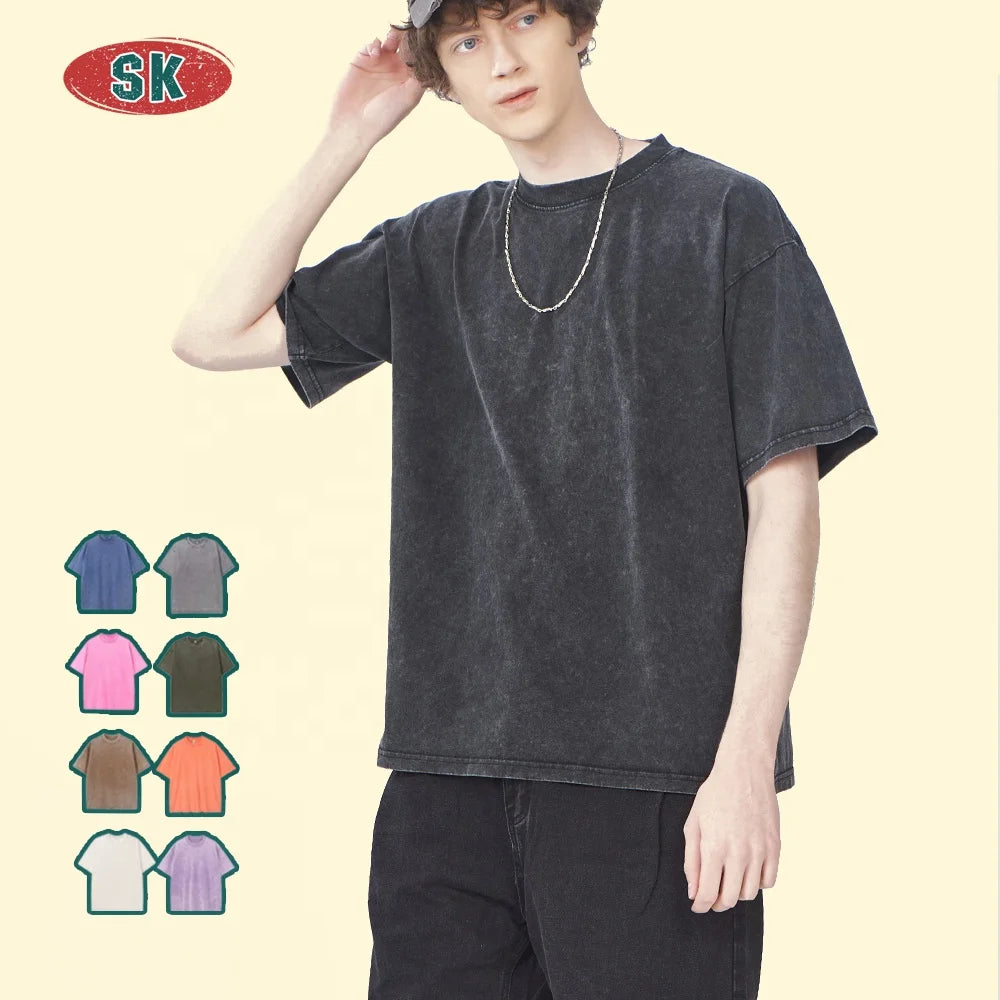 Custom Vintage t Shirt 230g 250g Tshirt Oversize Men Acid Wash t Shirt Dtg Print Streetwear Acid Wash t Shirt