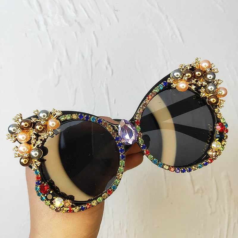 Logo Custom Fashion Luxury Oversized Bling Butterfly Sunglasses UV400 Diamond Cat Eye Sun Glasses for Women