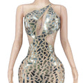 2022 Fashion Show Sexy Transparent Mirrors Dress Women Stretch Shining Silver Evening Birthday Celebrate Prom Dress