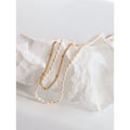 Factory Price Gold Plated Stainless Steel Fresh Water Pearl Layered Necklace Retro Natural Necklace Jewelry Set