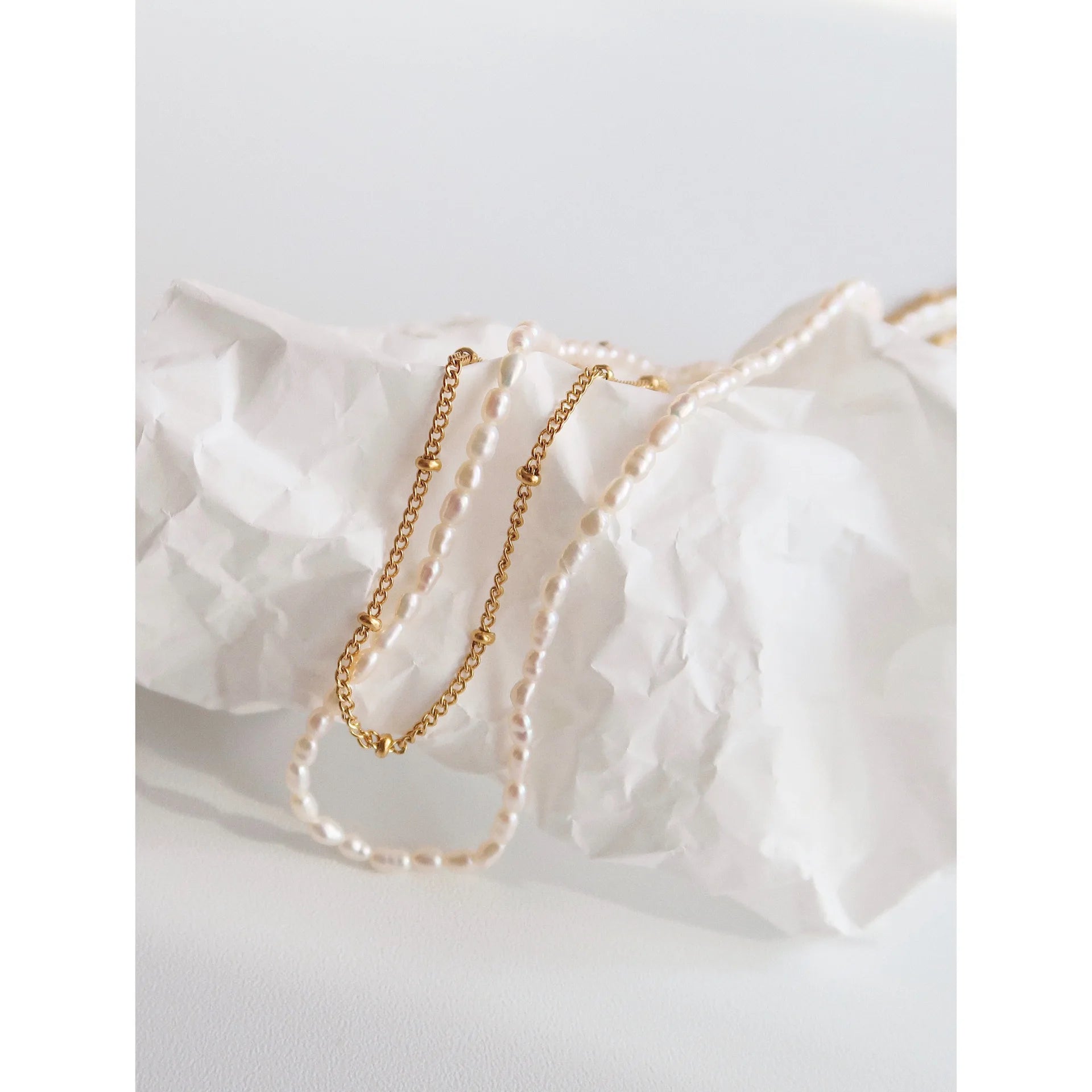 Factory Price Gold Plated Stainless Steel Fresh Water Pearl Layered Necklace Retro Natural Necklace Jewelry Set