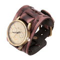Vintage Woven Cowhide Bracelet Watch Leather Bracelet Wide Leather Punk Men Watch Bracelet