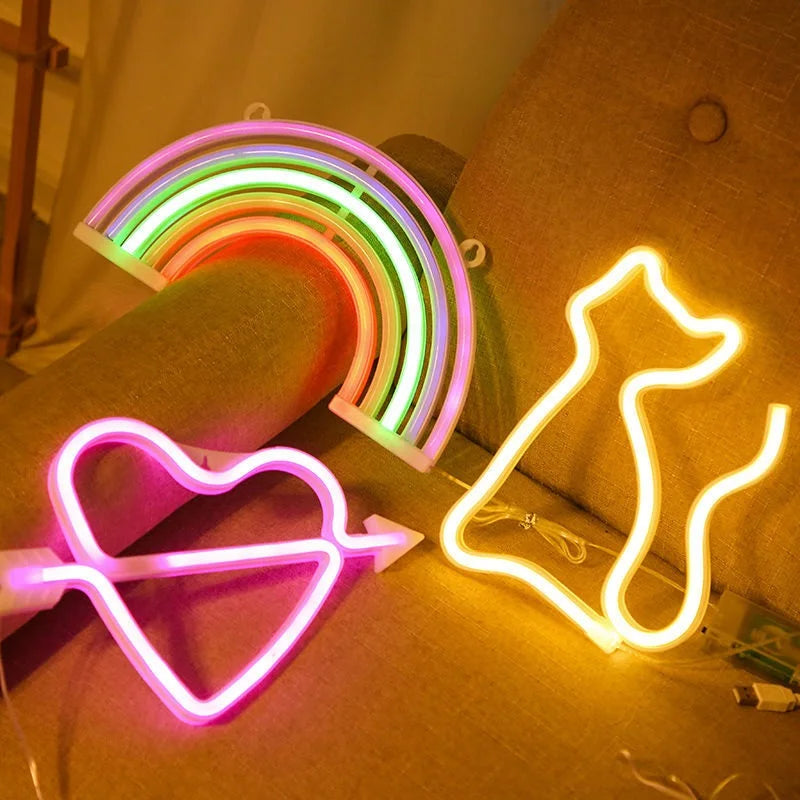 LED Neon Sign Wall Lamp IP68 Night Light for Home Holiday Valentine's Party Decorations for Teen Girls' Bedrooms Gardens