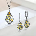 Fine Jewelry Cheap Black Gold Natural Light Olive Zirconia Gemstone Latest Handmade Sterling Silver Brand Necklace Earrings Wome
