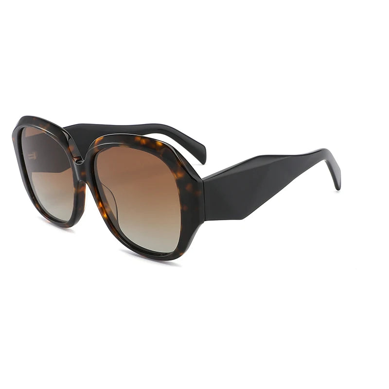 Fashion Women Oversized UV400 Sunglasses Pra Eyewear Polarized Round Frame Acetate Customized Logo Polarized Sunglasses