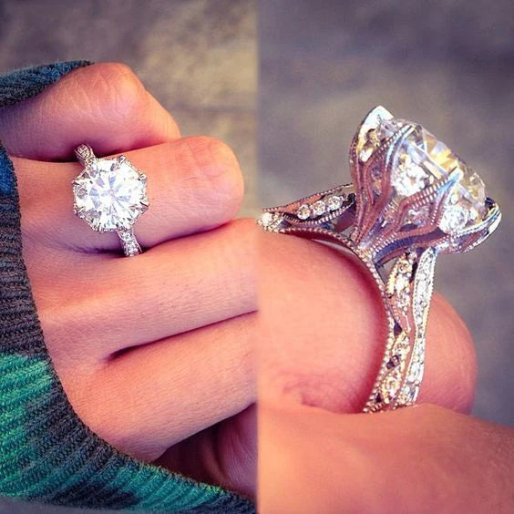 CAOSHI Hot Sale Women Luxury Wedding Ring for New Sparkling Round Imitated Diamond Silver Plated Finger Rings Jewelry for Women