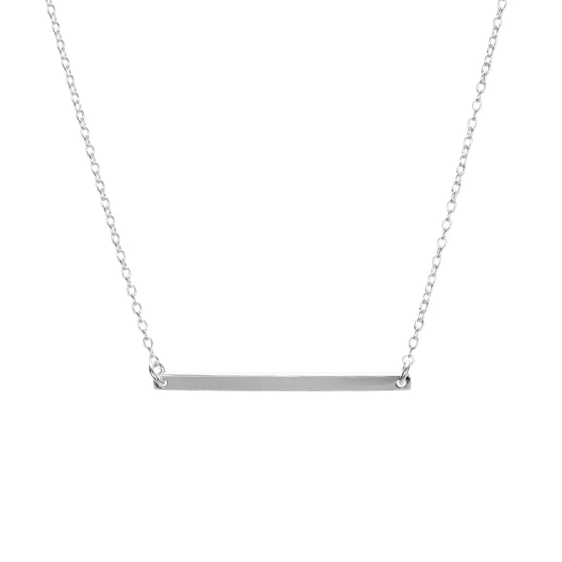 EEmanco Minimalist Gold Necklace Horizontal Bar Necklace Women Stainless Steel Necklace