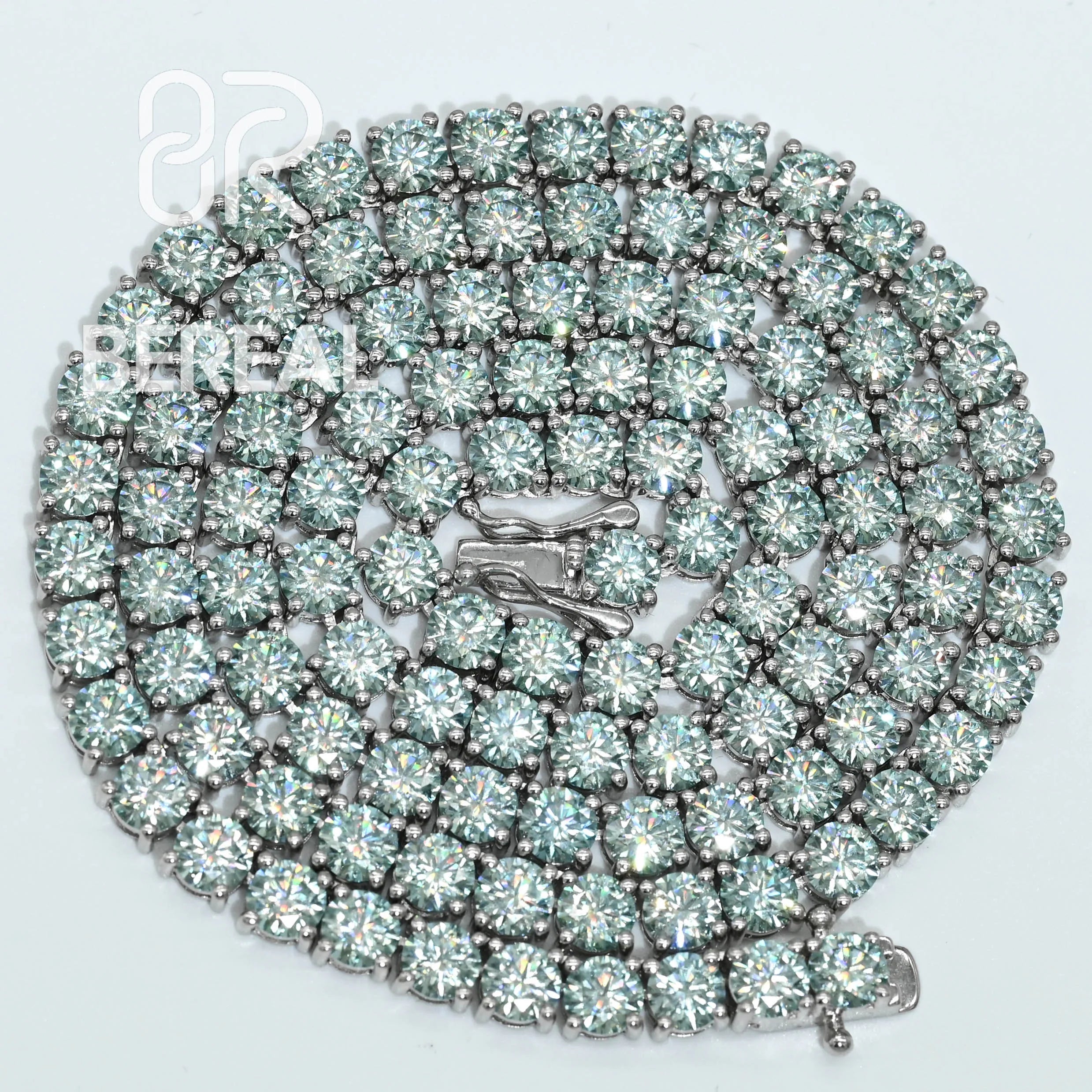 Factory Fine Jewelry Pass Tester 925 Silver Blue Moissanite VVS Diamond Iced Out Hip Hop Tennis Chain Bracelet Necklace for Men