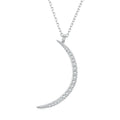 925 Sterling Silver Crescent Moon Pendant Necklace Pave Setting CZ Exquisite Fine Jewelry for Women's Birthday Wedding BSN286