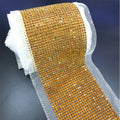 S446 24 Rows Gold Color Rhinestone Mesh Trim Diamante Crystal Rhinestone Trimming Chain for Women Cloth Dress Decoration