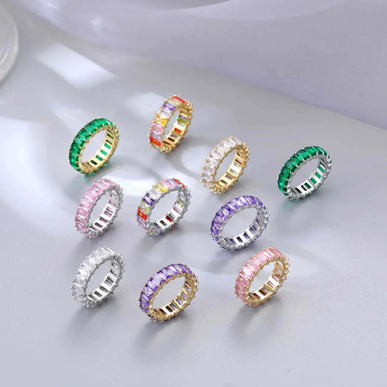 Trendy Stainless Steel Crystal Wedding Ring Luxury 18K Gold Plated Zircon Engagement Rings for Women Party Gifts